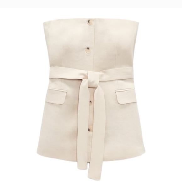 Zara strapless linen blend top - Picture 3 of 8